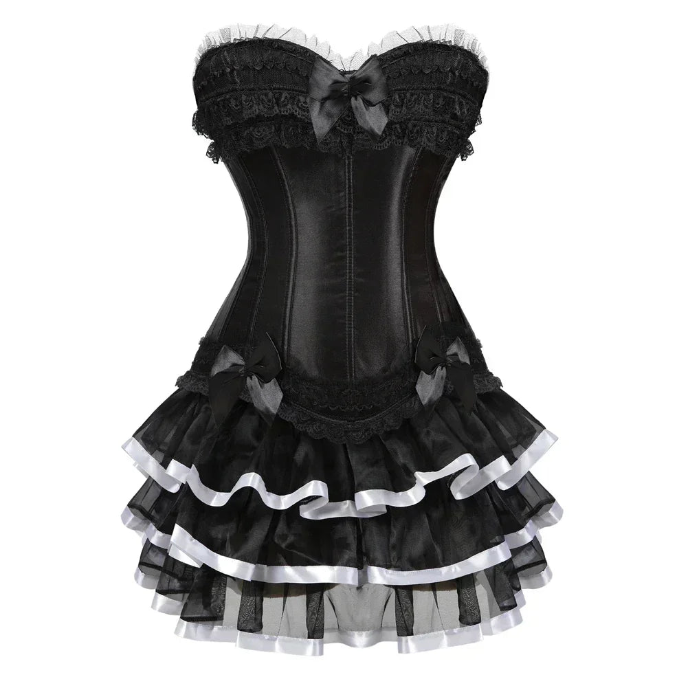 Nuisette corset noir et blanc