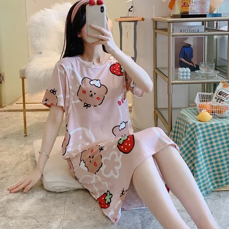 Nuisette rose clair motif